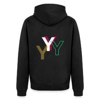 Y Letter - Unisex Premium Organic Zip Hoodie - black - Back - Nico (187cm)