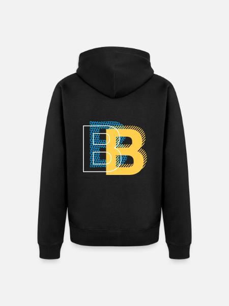 Initial letter B b - Unisex Premium Organic Zip Hoodie - black