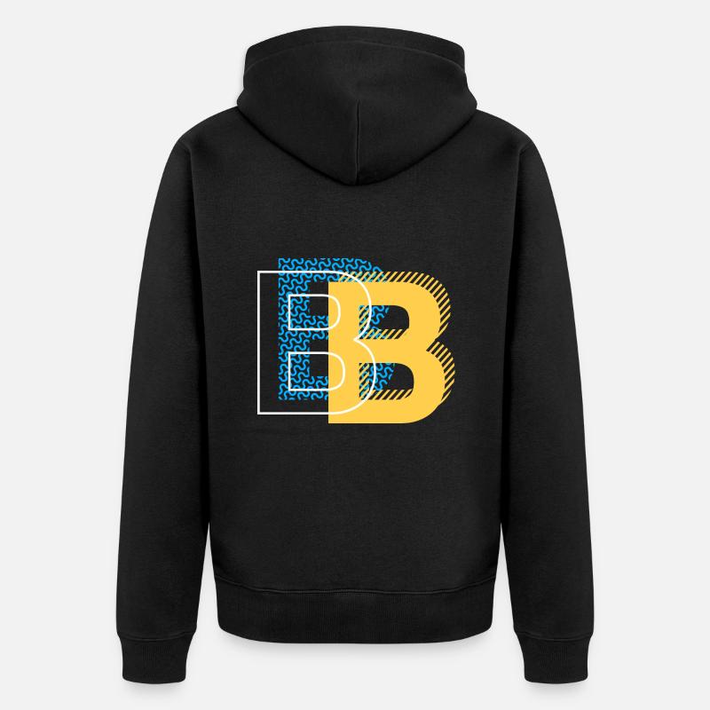 Lettre initiale B b - Veste à capuche bio Premium Unisexe - noir