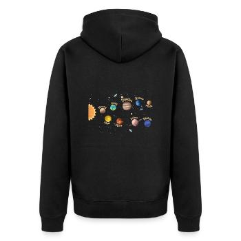 Sonnensystem Planeten Weltraum Kinder Wissen - Unisex Premium Bio Zip Hoodie - Schwarz - Hinten - Nico (187cm)