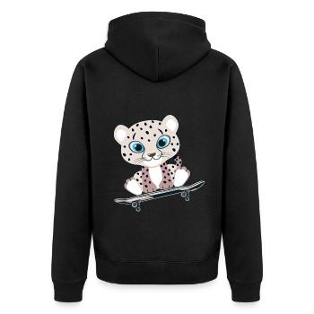 Snow leopard skating - Unisex Premium Organic Zip Hoodie - black - Back - Nico (187cm)