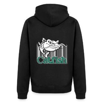 Catfish Catfish Vintage - Unisex Premium Organic Zip Hoodie - black - Back - Nico (187cm)