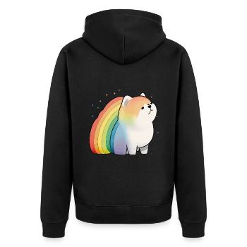 Akita Inu Hund Bunte Farben Regenbogen Kunst Anime - Unisex Premium Bio Zip Hoodie - Schwarz - Hinten - Nico (187cm)