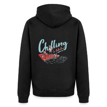 Chilling in Valhalla Wikinger Axt Nordmann - Unisex Premium Bio Zip Hoodie - Schwarz - Hinten - Nico (187cm)