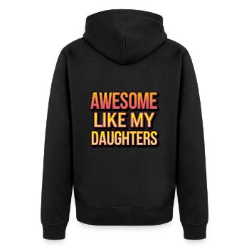Awesome like my daughters - Unisex Premium Bio Zip Hoodie - Schwarz - Hinten - Nico (187cm)