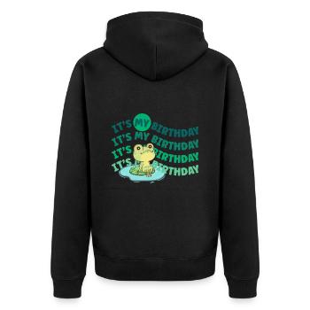 C’est mon anniversaire! Drôle de grenouille - Veste à capuche bio Premium Unisexe - noir - Dos - Nico (187cm)