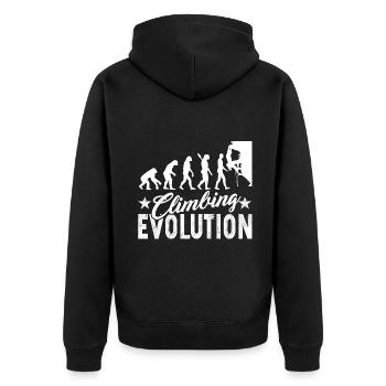 Climbing Evolution - Unisex Premium Organic Zip Hoodie - black - Back - Nico (187cm)