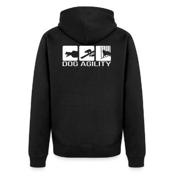 DOG AGILITY Hundesport Wilsigns Hund Hundemotiv - Unisex Premium Bio Zip Hoodie - Schwarz - Hinten - Nico (187cm)