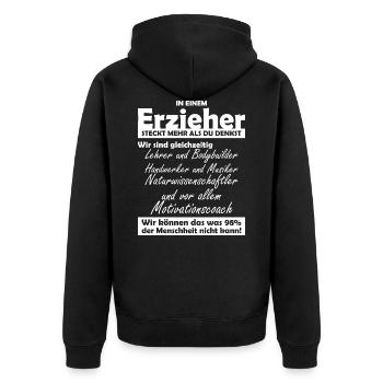 Erzieher - Unisex Premium Bio Zip Hoodie - Schwarz - Hinten - Nico (187cm)