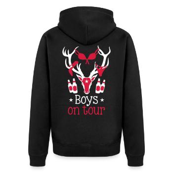 60 Macho Hirsch Geweih Boys on Tour Deer Männer - Unisex Premium Bio Zip Hoodie - Schwarz - Hinten - Nico (187cm)