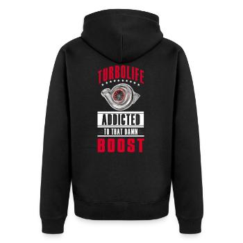 TURBO LIFE - Boost addicted - clean version - Unisex Premium Organic Zip Hoodie - black - Back - Nico (187cm)