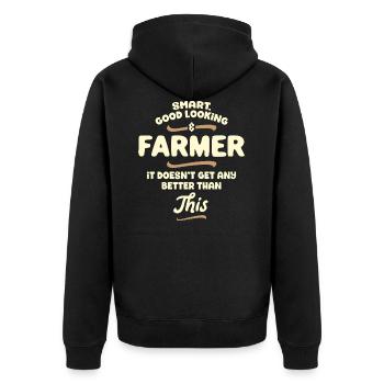 Intelligent, beau et fermier ... - Veste à capuche bio Premium Unisexe - noir - Dos - Nico (187cm)