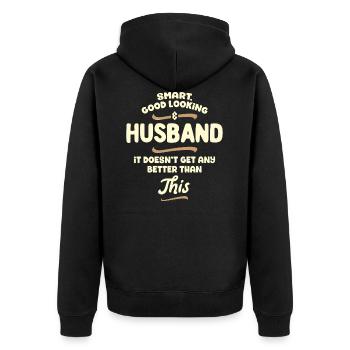 Intelligent, beau et son mari ... - Veste à capuche bio Premium Unisexe - noir - Dos - Nico (187cm)