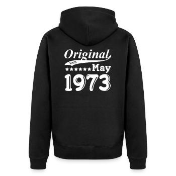 Original Since May 1973 gift - Unisex Premium Organic Zip Hoodie - black - Back - Nico (187cm)