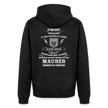 Maurer Tshirt Maurermeister Prüfung Geschenk - Unisex Premium Bio Zip Hoodie - Schwarz - Hinten - Nico (187cm)