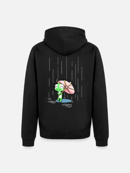 Happy Frog with a Pink Party Umbrella in the Rain - Ekologisk premiumluvjack unisex - svart