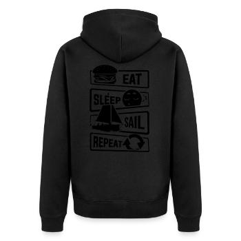 Eat Sleep Sail Repeat - sailing sailboat boat lake - Unisex Premium Organic Zip Hoodie - black - Back - Nico (187cm)