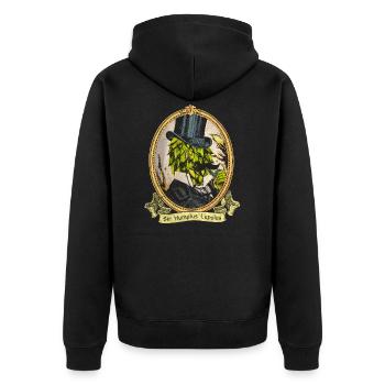 Hopfen Sir - Unisex Premium Bio Zip Hoodie - Schwarz - Hinten - Nico (187cm)