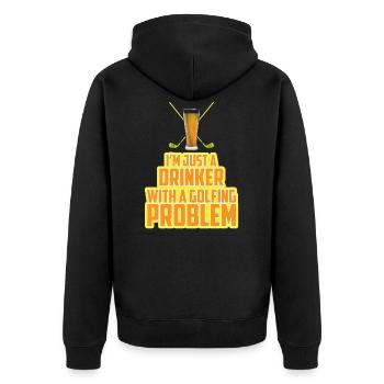 Golfing Problem - Unisex Premium Bio Zip Hoodie - Schwarz - Hinten - Nico (187cm)