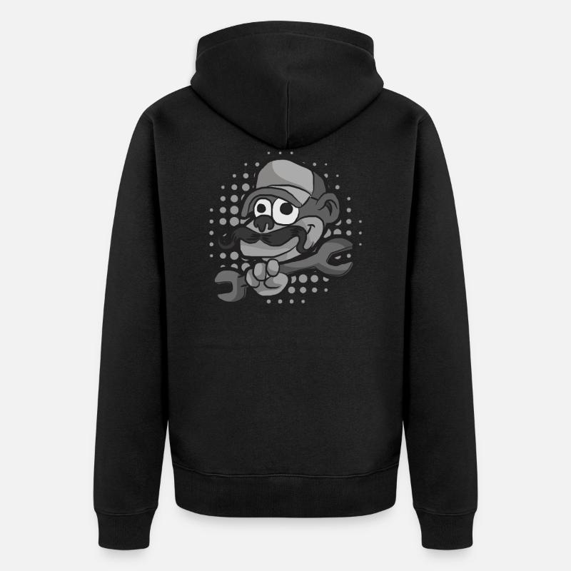 Handwerker Affe - Unisex Premium Bio Zip Hoodie - Schwarz