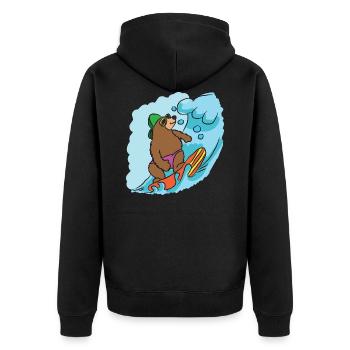 surfing - Unisex Premium Organic Zip Hoodie - black - Back - Nico (187cm)