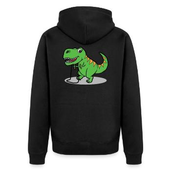 Dinosaurier - Unisex Premium Bio Zip Hoodie - Schwarz - Hinten - Nico (187cm)