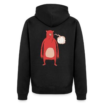 Boom Bear "Red" - Unisex Premium Organic Zip Hoodie - black - Back - Nico (187cm)
