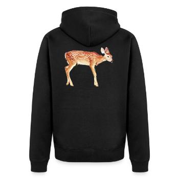 Fowl Reh Bambi - Unisex Premium Bio Zip Hoodie - Schwarz - Hinten - Nico (187cm)