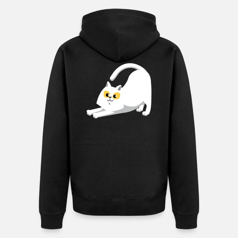 Chat blanc qui s'étend - Veste à capuche bio Premium Unisexe - noir