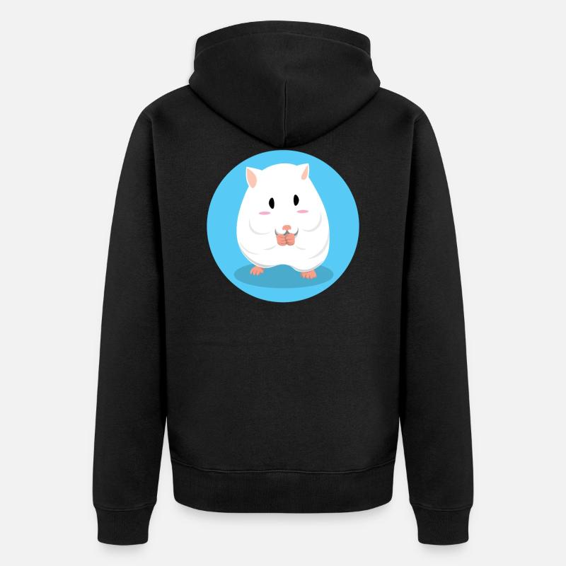 Mignon, hamster blanc, manger - Veste à capuche bio Premium Unisexe - noir