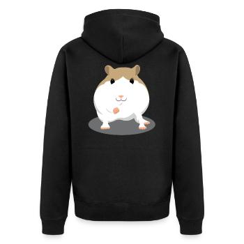 Cute Brown and White Hamster Cartoon - Unisex Premium Organic Zip Hoodie - black - Back - Nico (187cm)