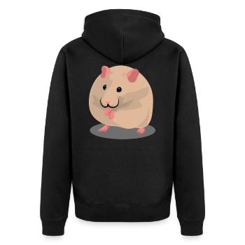 Cute brown hamster - Unisex Premium Organic Zip Hoodie - black - Back - Nico (187cm)