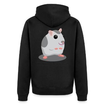 Cute gray hamster cartoon - Unisex Premium Organic Zip Hoodie - black - Back - Nico (187cm)