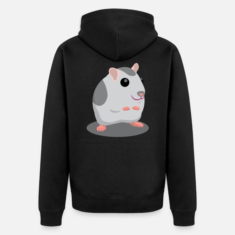 Dessin animé mignon hamster gris - Veste à capuche bio Premium Unisexe - noir