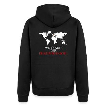 Weltkarte Diesel Fahrverbote Abgas Feinstaub - Unisex Premium Bio Zip Hoodie - Schwarz - Hinten - Nico (187cm)