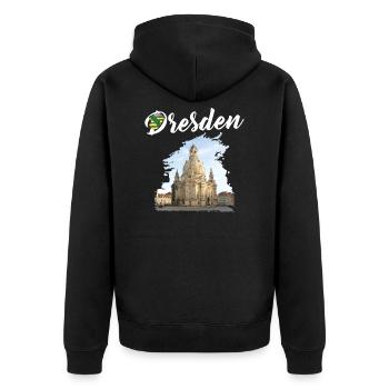 Stadt Dresden - Frauenkirche - Limited Edition - Unisex Premium Bio Zip Hoodie - Schwarz - Hinten - Nico (187cm)
