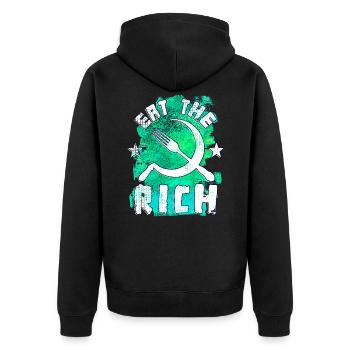 Mange les riches - Couteau et fauceur - Veste à capuche bio Premium Unisexe - noir - Dos - Nico (187cm)