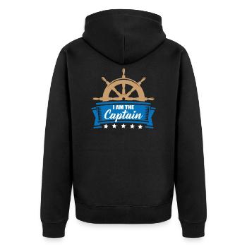 Seefahrer / Seemann - Ich bin der Kapitän! - Unisex Premium Bio Zip Hoodie - Schwarz - Hinten - Nico (187cm)