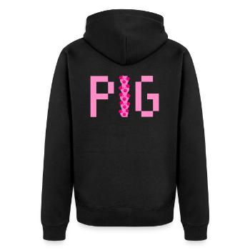 Porte-bonheur, cochon, cadeau, Jeunesse rurale - Veste à capuche bio Premium Unisexe - noir - Dos - Nico (187cm)