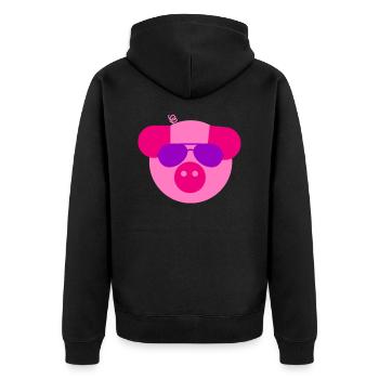 Lucky charms, pigs, gifts, rural youth - Unisex Premium Organic Zip Hoodie - black - Back - Nico (187cm)