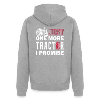 Just One More Tractor - Unisex Premium Organic Zip Hoodie - heather grey - Back - Nico (187cm)