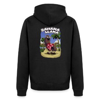 Bahama Llama - Cocktail Urlaub Chill Relax - Unisex Premium Bio Zip Hoodie - Schwarz - Hinten - Nico (187cm)