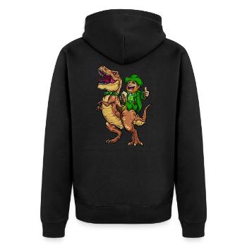 Leprechaun Rides TRex | Joyeuse Saint Patrick - Veste à capuche bio Premium Unisexe - noir - Dos - Nico (187cm)