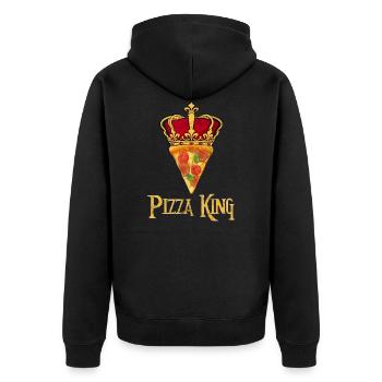 Pizza Krone König Pizzeria Italienisch essen - Unisex Premium Bio Zip Hoodie - Schwarz - Hinten - Nico (187cm)