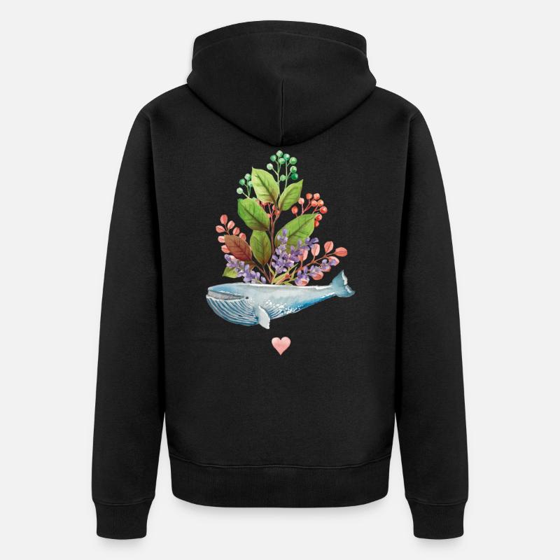 Baleine bleue - Veste à capuche bio Premium Unisexe - noir