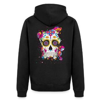 Crâne en sucre dia de los muertos - Veste à capuche bio Premium Unisexe - noir - Dos - Nico (187cm)