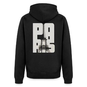 Paris Eiffelturm - Unisex Premium Bio Zip Hoodie - Schwarz - Hinten - Nico (187cm)