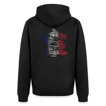 Frankreich Umriss Städte Flagge Paris Marseille - Unisex Premium Bio Zip Hoodie - Schwarz - Hinten - Nico (187cm)