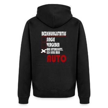 Auto Fahrer Shirt - Unisex Premium Bio Zip Hoodie - Schwarz - Hinten - Nico (187cm)