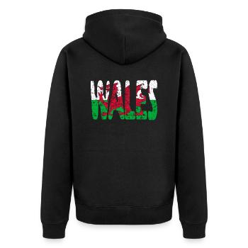 Wales Welsh Flag United Kingdom UK Dragon - Unisex Premium Organic Zip Hoodie - black - Back - Nico (187cm)